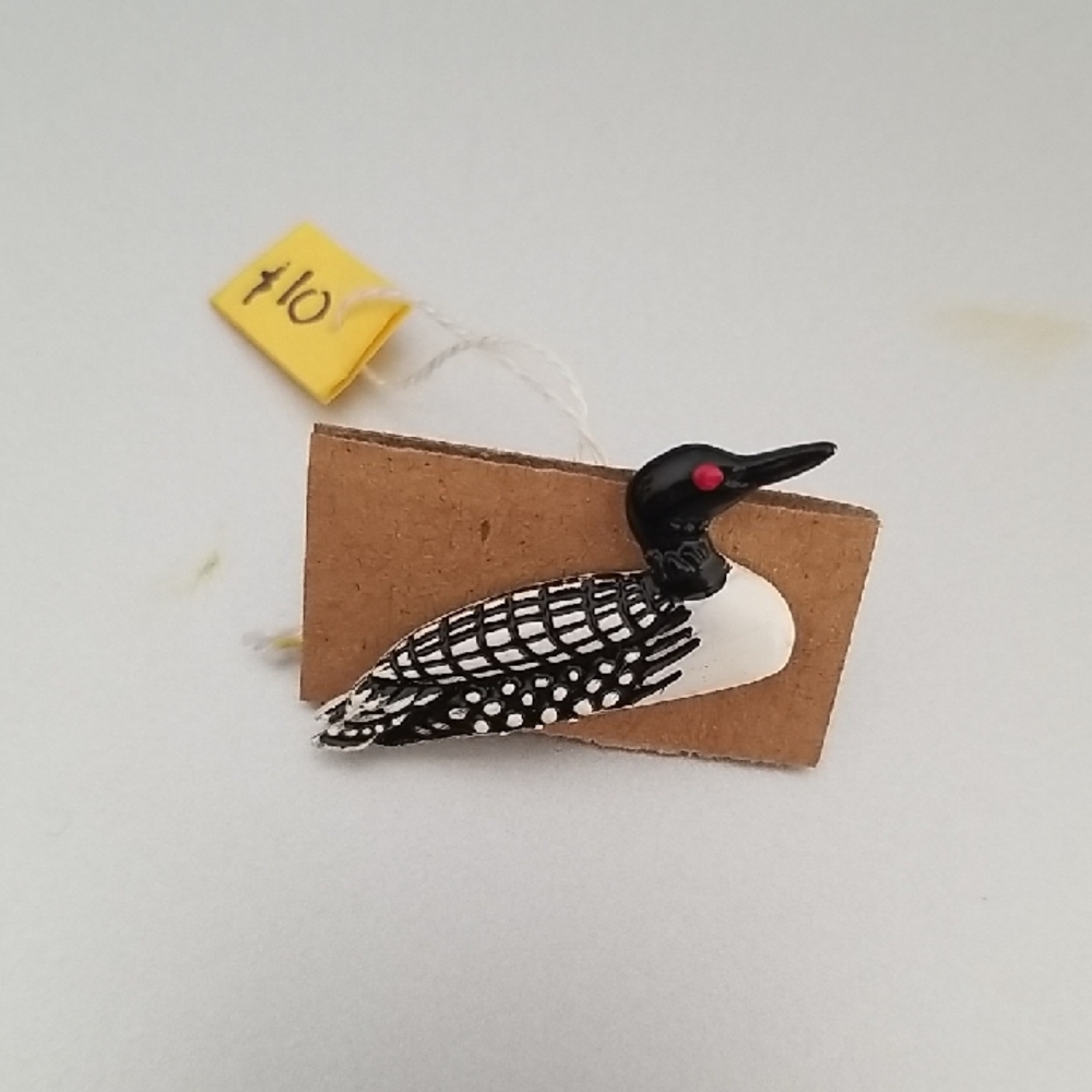 Elegant Black and White Bird Brooch